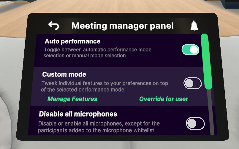Meeting manager panel overview